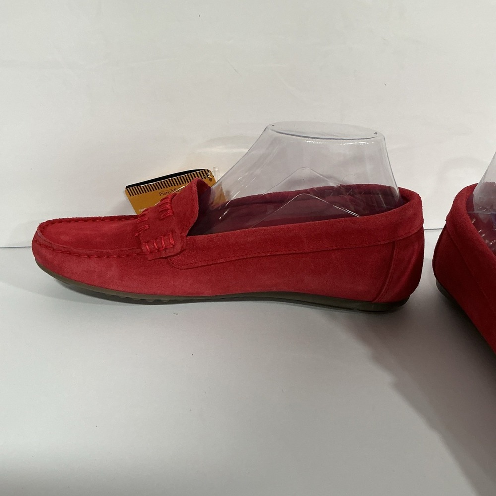 Pierro Masetti Red Leather Suede Moccasin, Driving Shoe, Loafer, 9, NWT - Picture 4 of 9